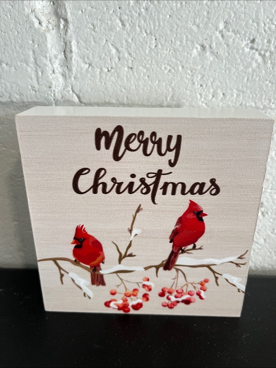 Other - Merry Christmas Cardinal Wooden Holiday Decor